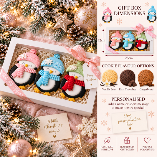 Winter Penguin Christmas Cookie Gift Box
