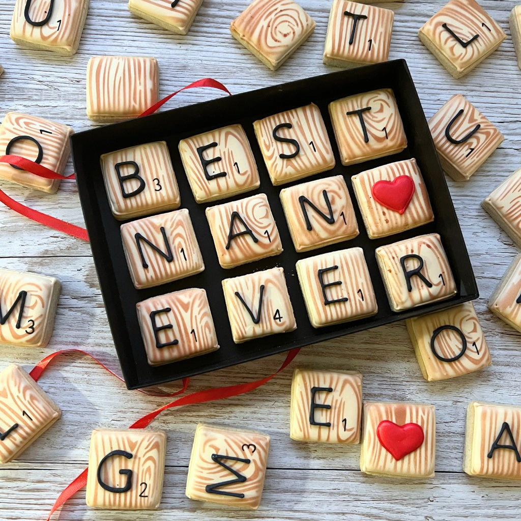 Word Tile Biscuit Gift For Scrabble Lovers