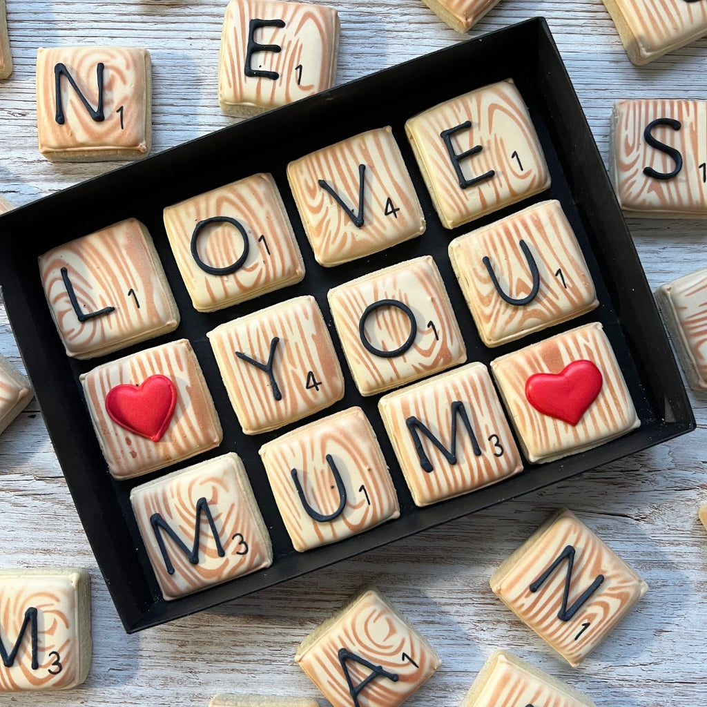 Word Tile Biscuit Gift For Scrabble Lovers