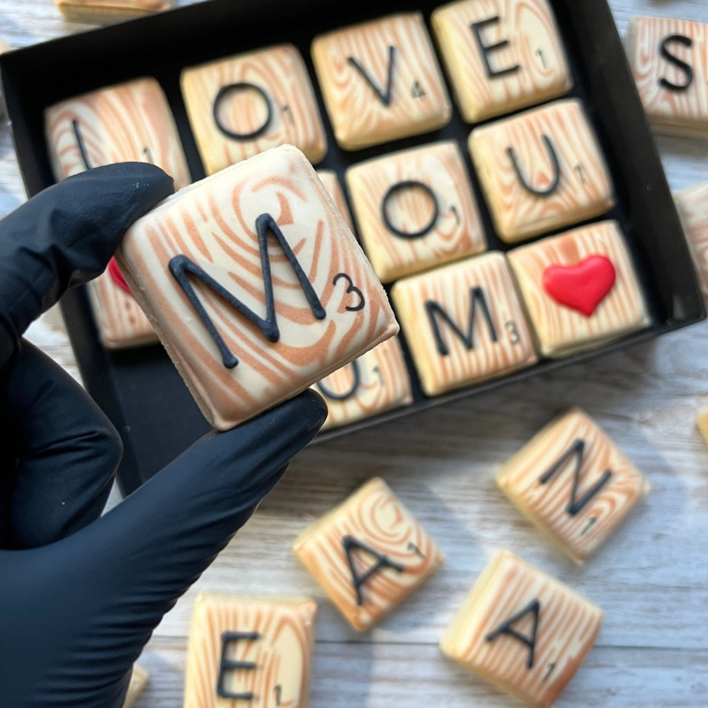Word Tile Biscuit Gift For Scrabble Lovers